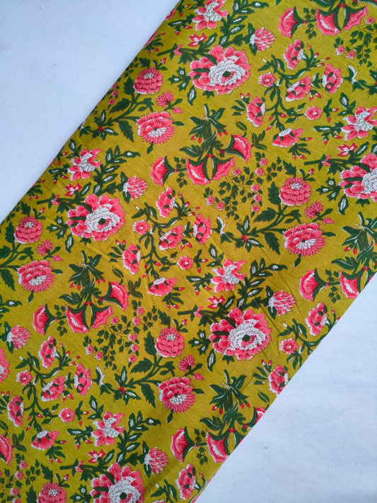 Pure Cotton Hand Block Printed Fabric - JBRKBT24