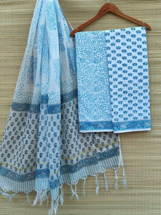 Kota Silk Dupatta With Cotton Top-Bottom Salwar Suit Set - JBKD108