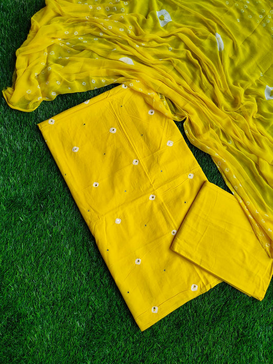 Mirror Work Gota Patti Suit with Chiffon Dupatta- JBOGP249