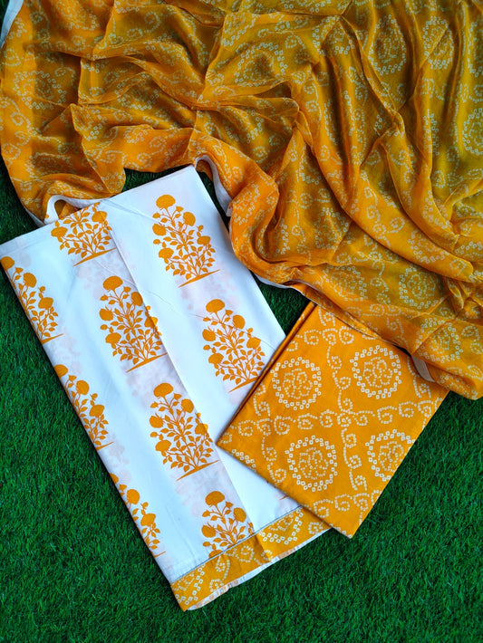 Mirror Work Gota Patti Suit with Chiffon Dupatta- JBOGP252