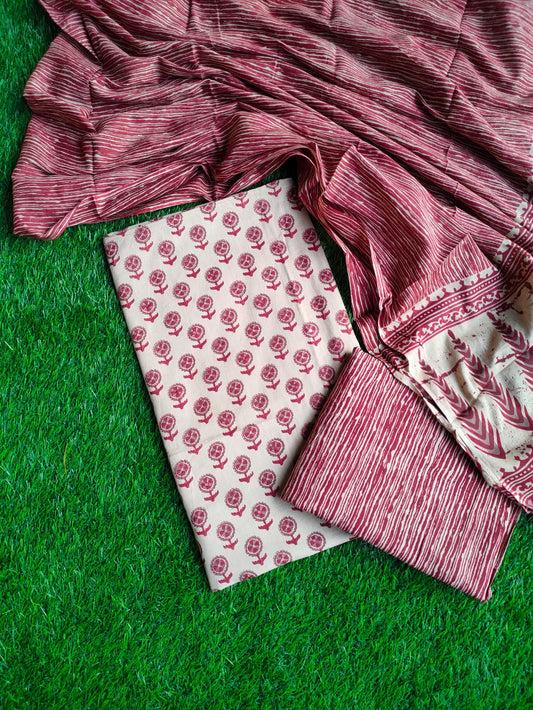 Mirror Work Cotton Suit Set with Cotton Dupatta- JBOGP247