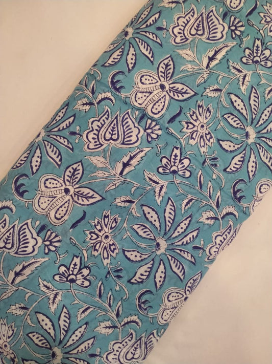 Pure Cotton Hand Block Printed Fabric In Running Length - JBRH82