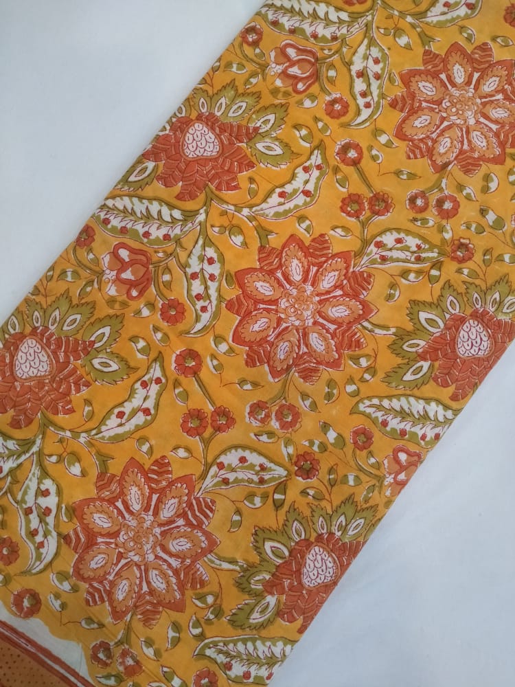 Pure Cotton Hand Block Printed Fabric In Running Length - JBRH86