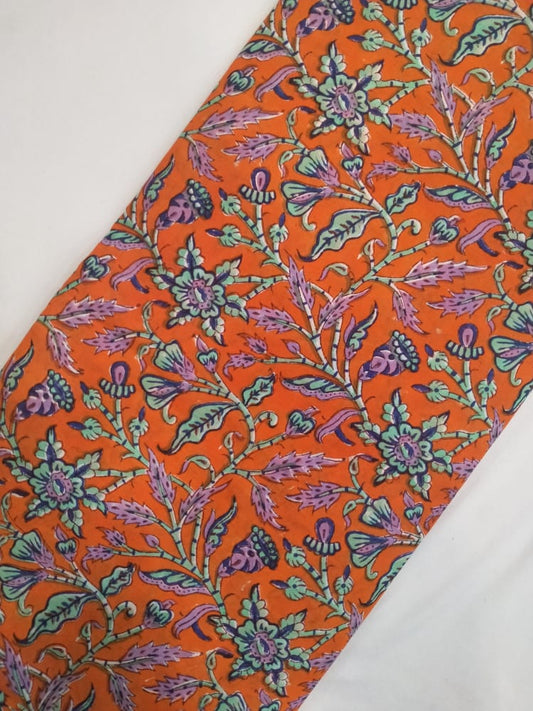 Cotton Hand Block Printed Fabric In Running Length - JBRH88