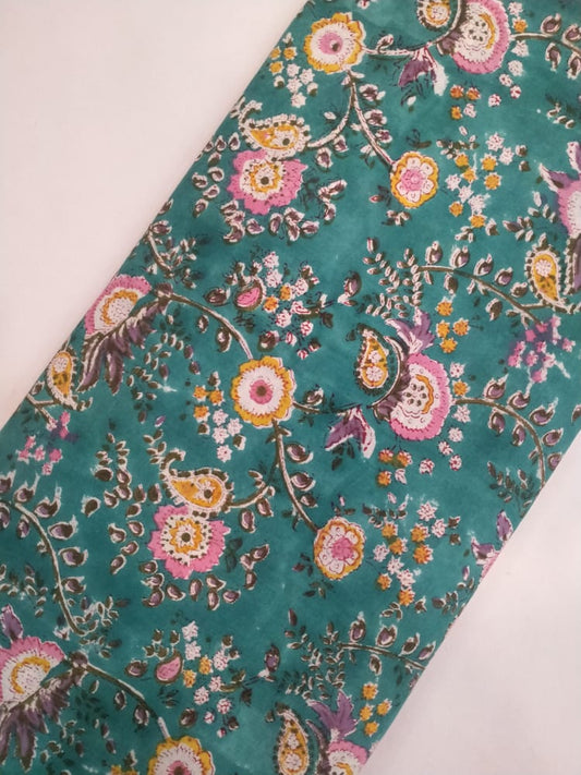 Cotton Hand Block Printed Fabric In Running Length - JBRH92