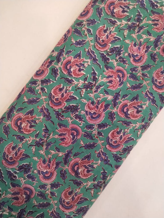 Hand Block Printed Pure Cotton Fabric In Running Length - JBRH95