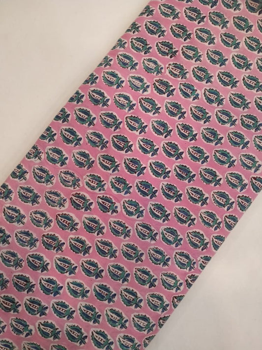 Cotton Hand Block Printed Fabric In Running Length - JBRH96