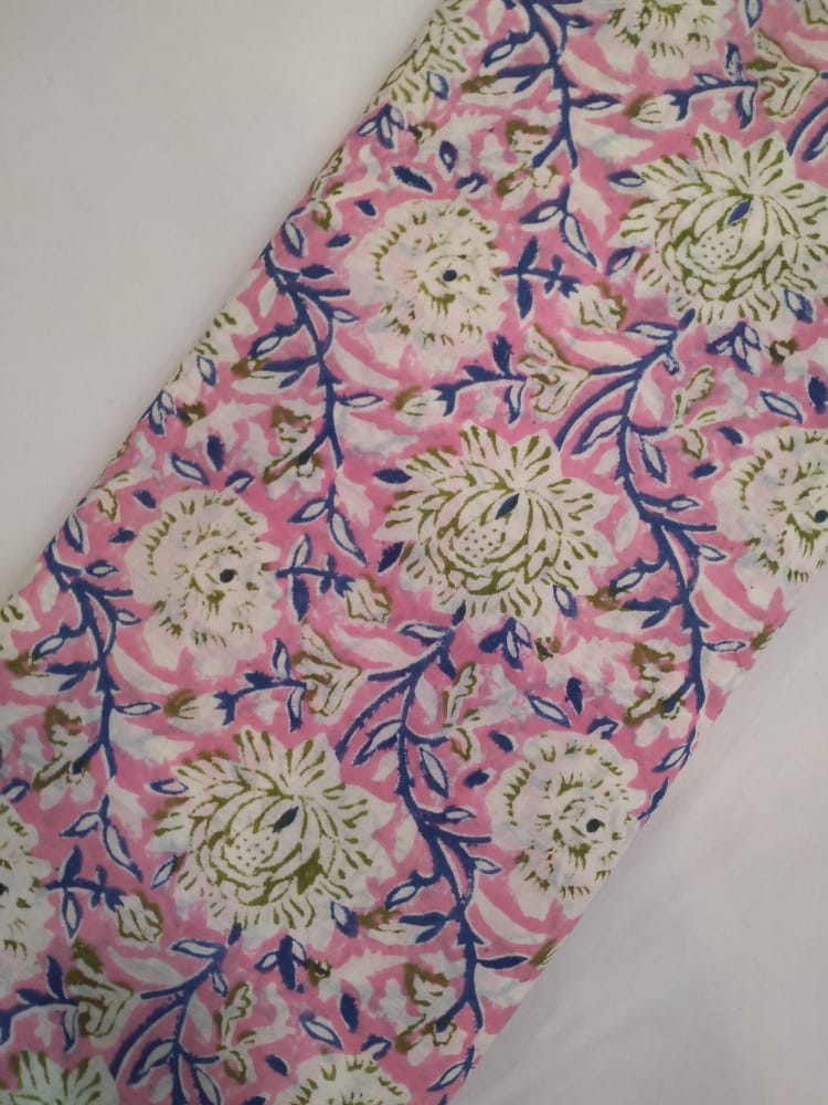 Pure Cotton Hand Block Printed Fabric In Running Length - JBRH98