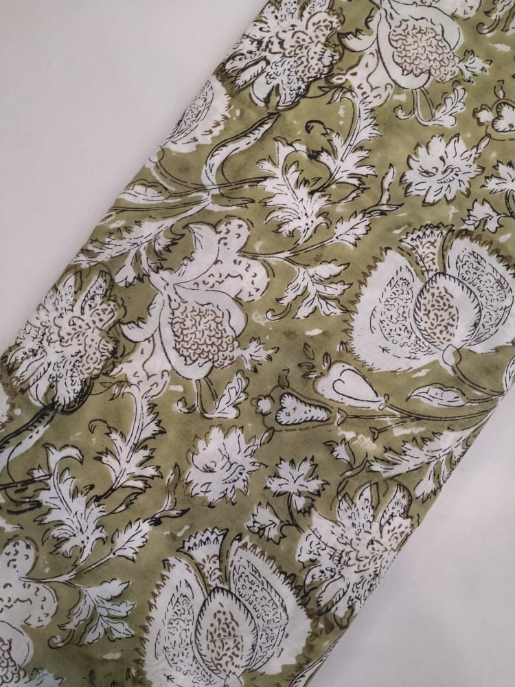 Cotton Hand Block Printed Fabric In Running Length - JBRH100