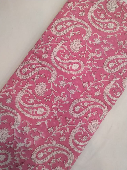 Cotton Hand Block Printed Fabric In Running Length - JBRH76