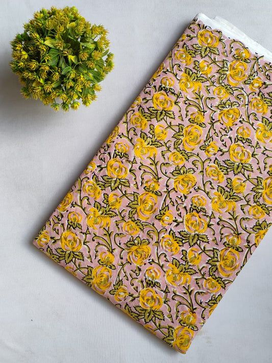 Hand Block Printed Pure Cotton Fabric In Running Length - JBRO1-1