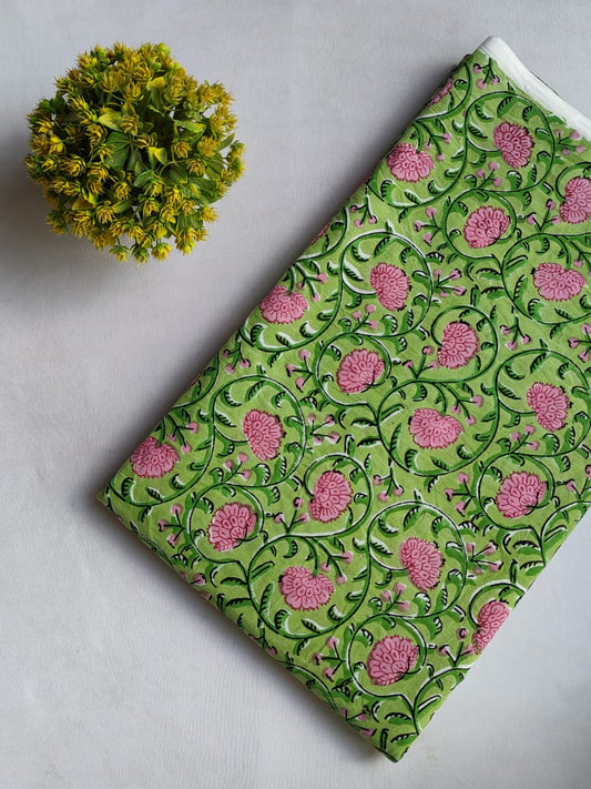 Hand Block Printed Pure Cotton Fabric In Running Length - JBRO1-12
