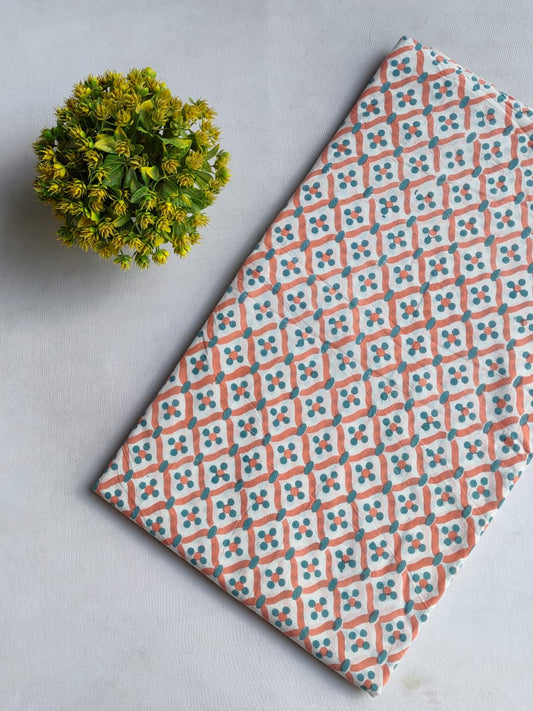 Hand Block Printed Pure Cotton Fabric In Running Length - JBRO1-15