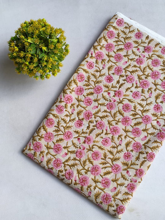 Hand Block Printed Pure Cotton Fabric In Running Length - JBRO1-19
