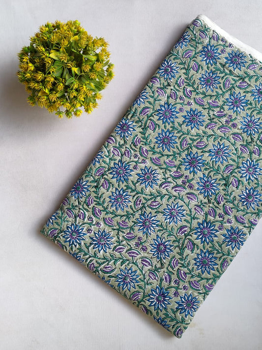 Hand Block Printed Pure Cotton Fabric In Running Length - JBRO1-2