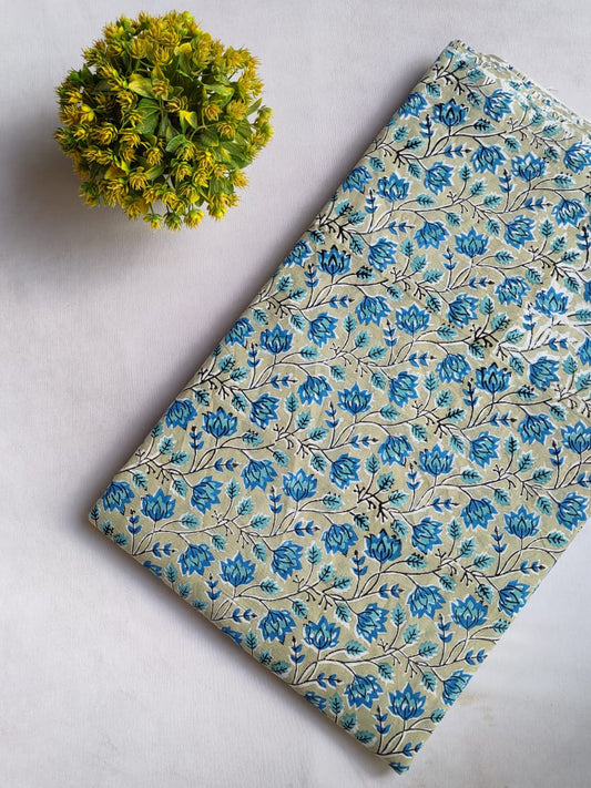 Hand Block Printed Pure Cotton Fabric In Running Length - JBRO1-8
