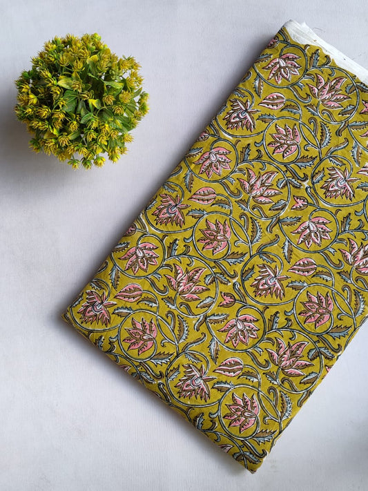 Hand Block Printed Pure Cotton Fabric In Running Length - JBRO1-9