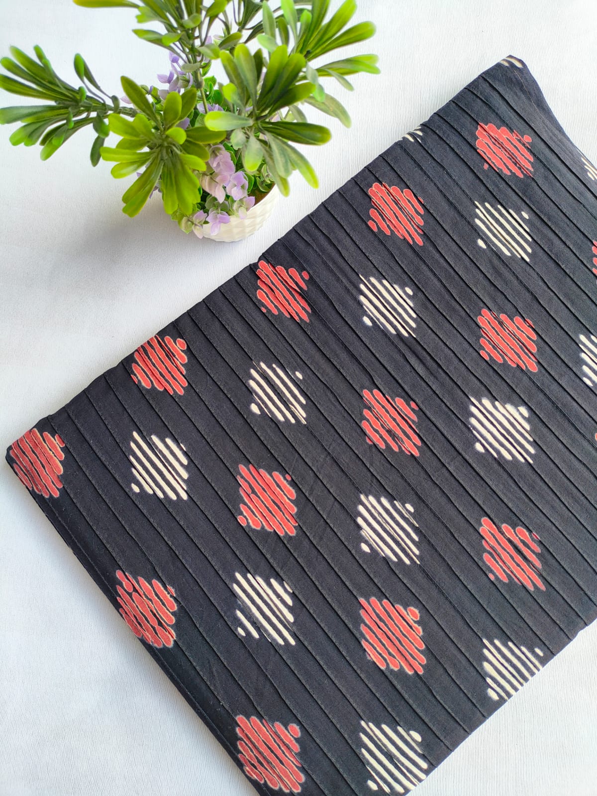 pin tuck cotton hand block fabric
