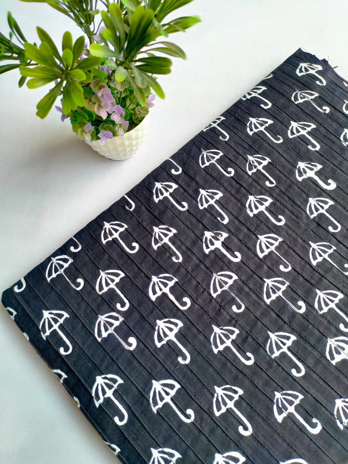 pin tuck cotton hand block fabric
