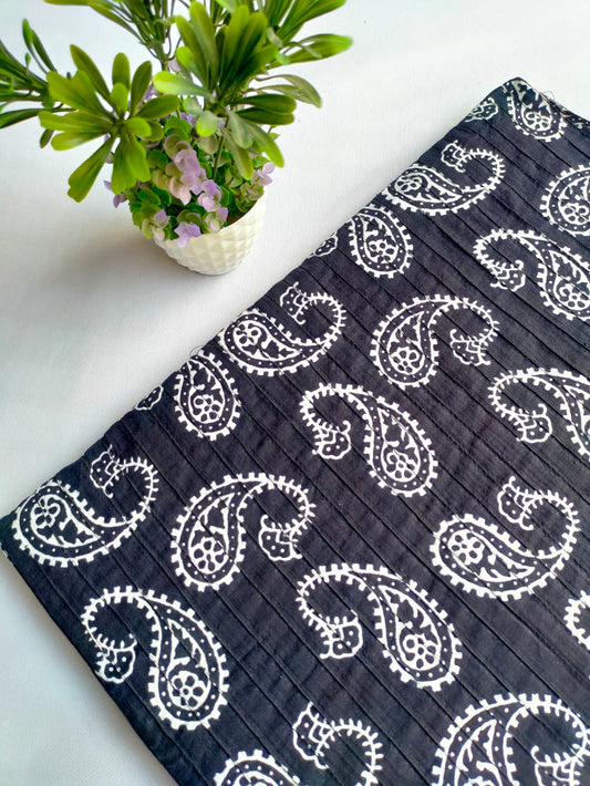 pin tuck cotton hand block fabric