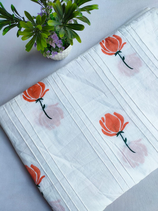 pin tuck cotton hand block fabric
