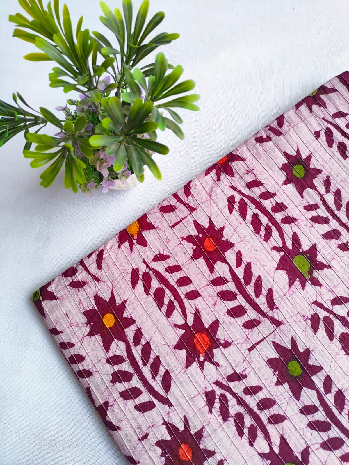 pin tuck cotton hand block fabric