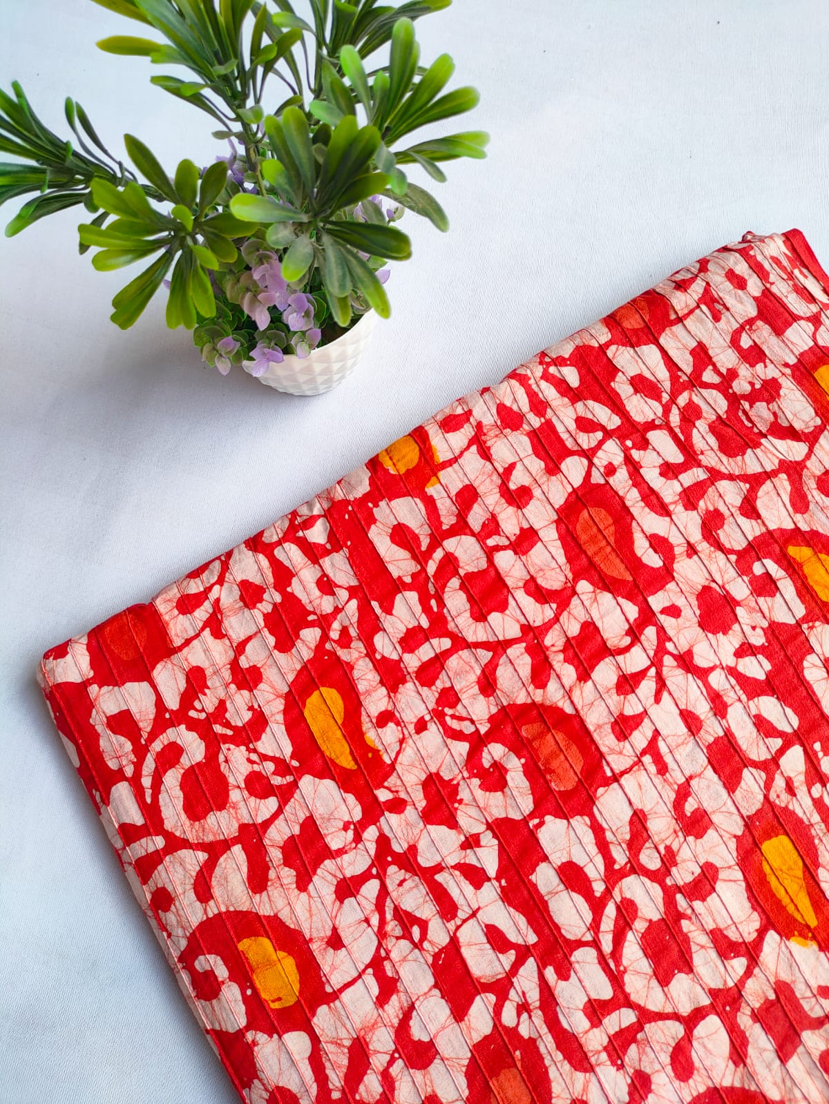 pin tuck cotton hand block fabric