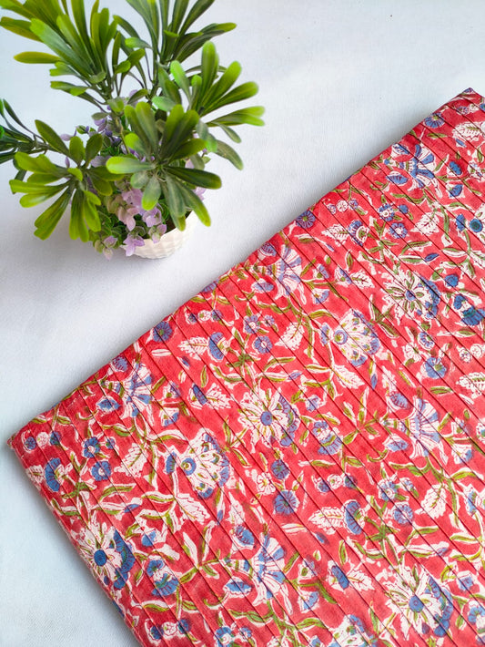 pin tuck cotton hand block fabric