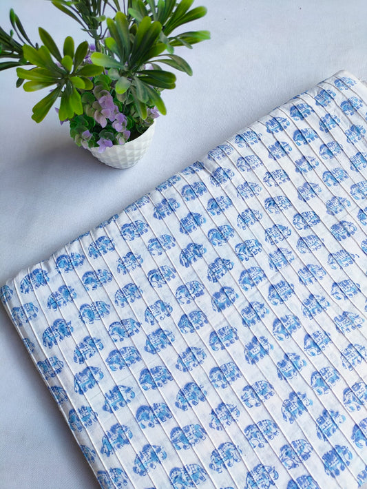 pin tuck cotton hand block fabric