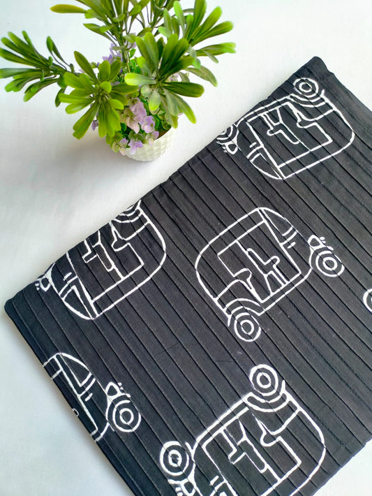 pin tuck cotton hand block fabric
