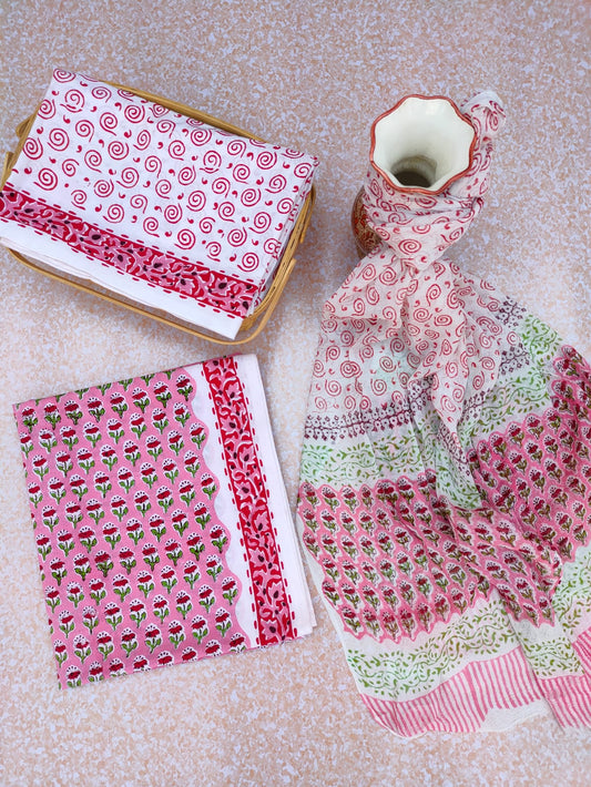 Unstitched Hand Block Printed Cotton Suit With Chiffon Dupatta - JBCF753