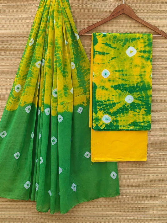 Pure Cotton Hand Block Printed Unstitched Salwar Suit Set With Cotton/Mulmul Dupatta - JBCM640
