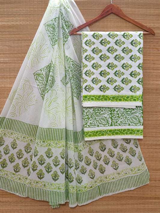 Hand Block Print Pure Cotton Suit set with Cotton Dupatta  - JBOCM217