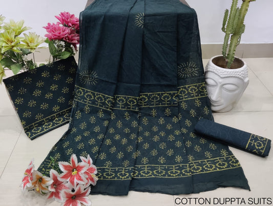 Cotton Unstitched Salwar Suit With Cotton/Mulmul Dupatta - JBGCM20