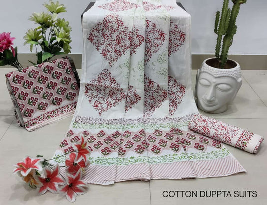 Cotton Unstitched Salwar Suit With Cotton/Mulmul Dupatta - JBGCM29