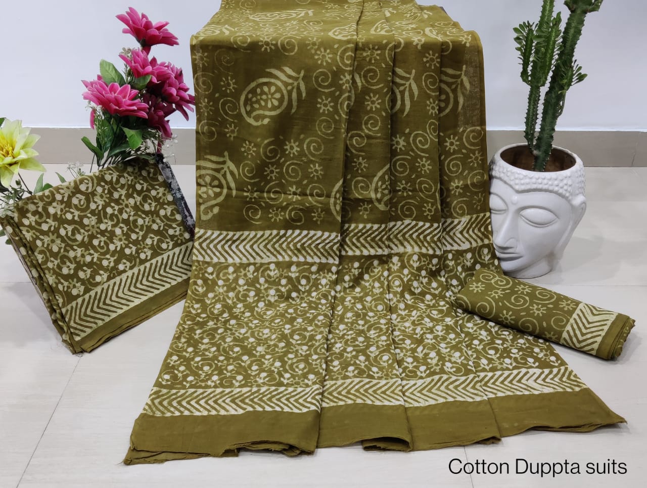Cotton Unstitched Salwar Suit With Cotton/Mulmul Dupatta - JBGCM36