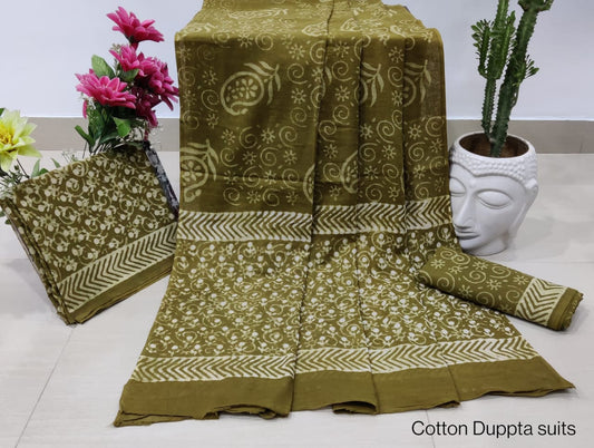 Cotton Unstitched Salwar Suit With Cotton/Mulmul Dupatta - JBGCM36