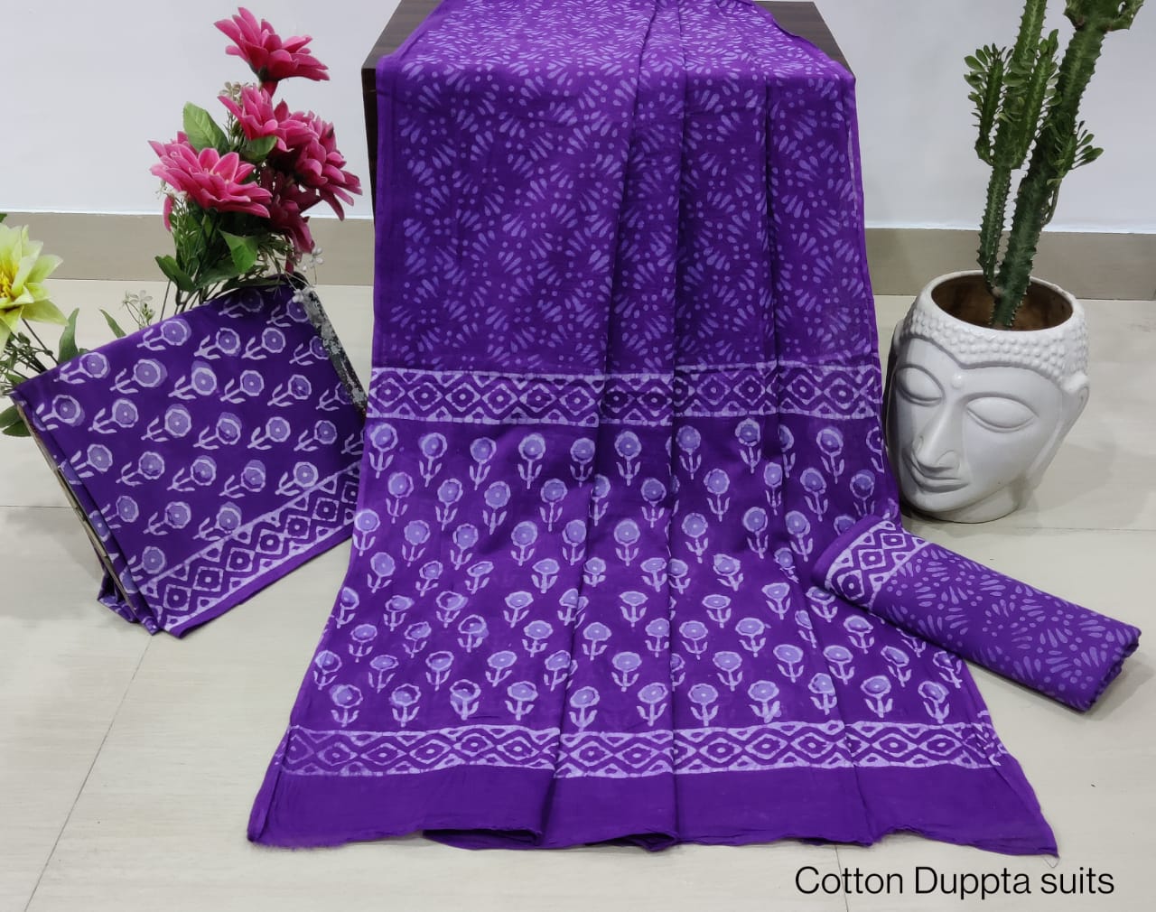 Cotton Unstitched Salwar Suit With Cotton/Mulmul Dupatta - JBGCM40