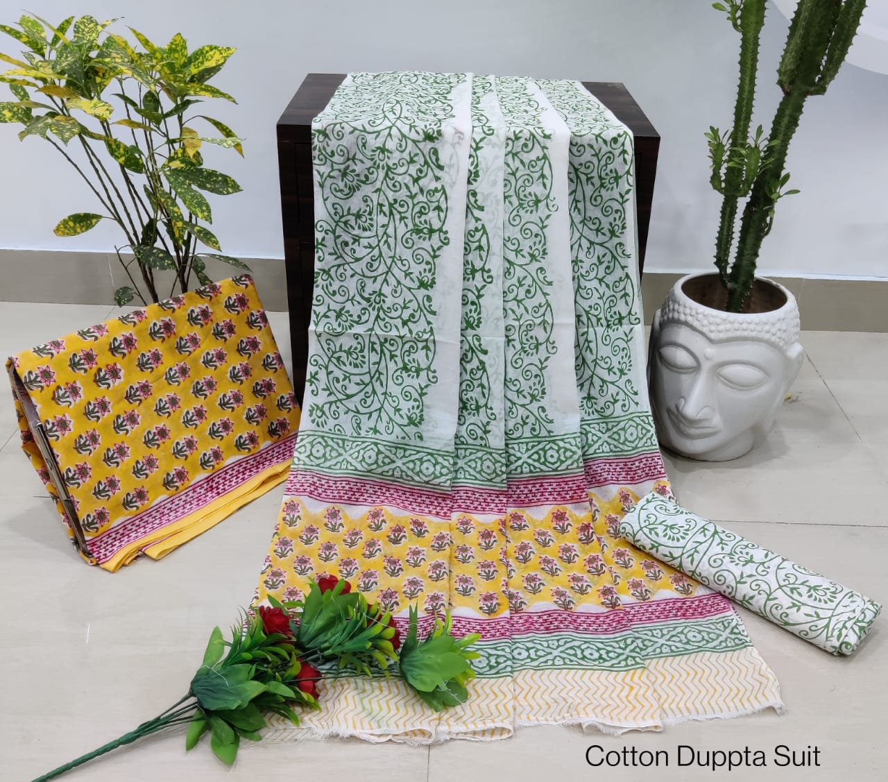 Cotton Unstitched Salwar Suit With Cotton/Mulmul Dupatta - JBGCM45