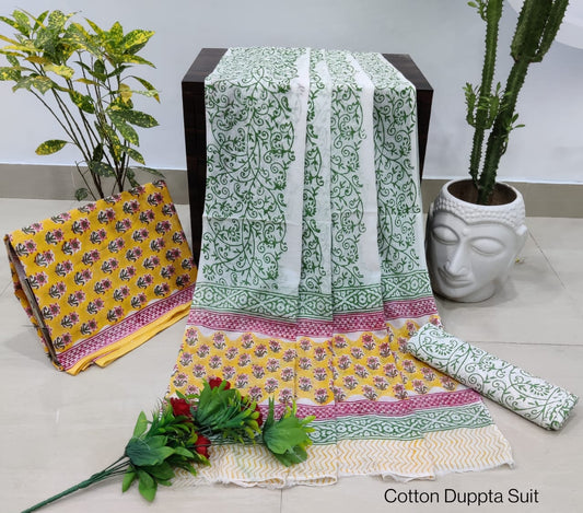 Cotton Unstitched Salwar Suit With Cotton/Mulmul Dupatta - JBGCM45