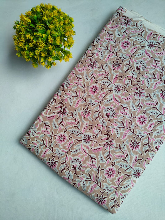Pure Cotton Hand Block Printed Fabric - JBOR76