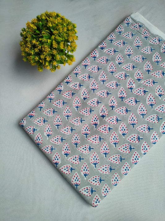 Pure Cotton Hand Block Printed Fabric - JBOR77