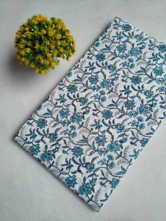 Pure Cotton Hand Block Printed Fabric - JBOR96