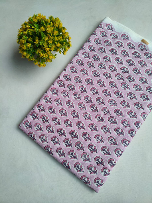 Pure Cotton Hand Block Printed Fabric - JBOR97