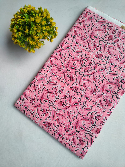 Pure Cotton Hand Block Printed Fabric - JBOR98