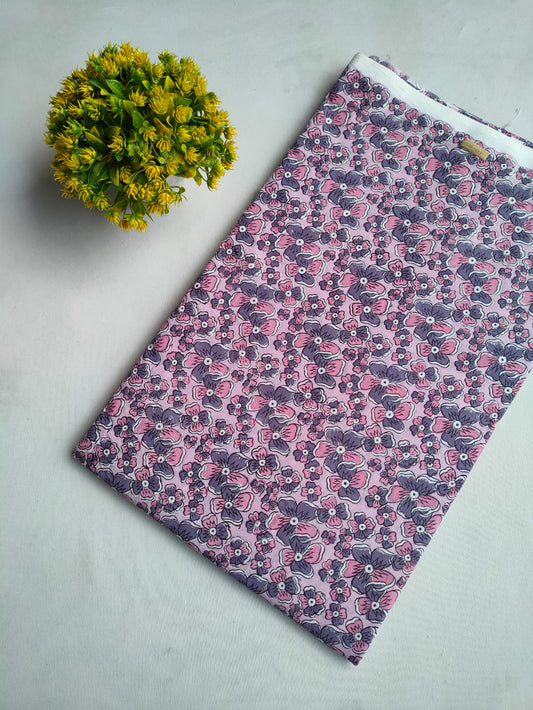 Pure Cotton Hand Block Printed Fabric - JBOR109