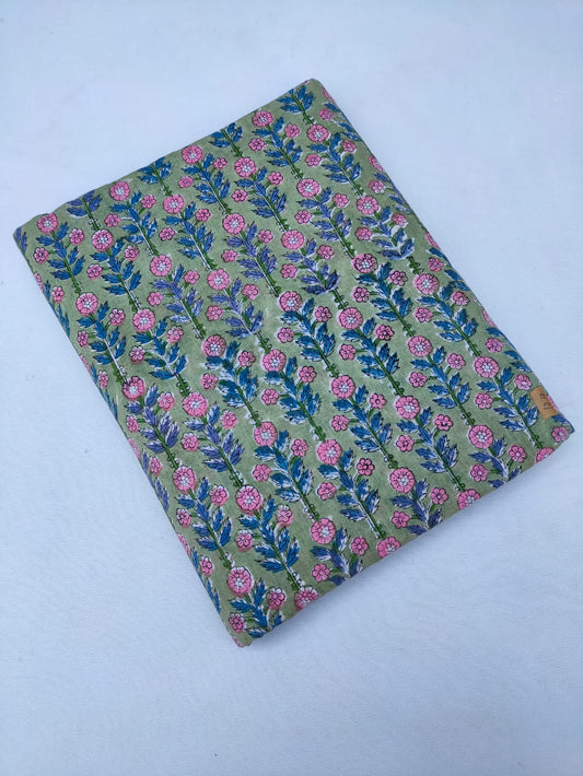 Pure Cotton Hand Block Printed Fabric - JBOR115