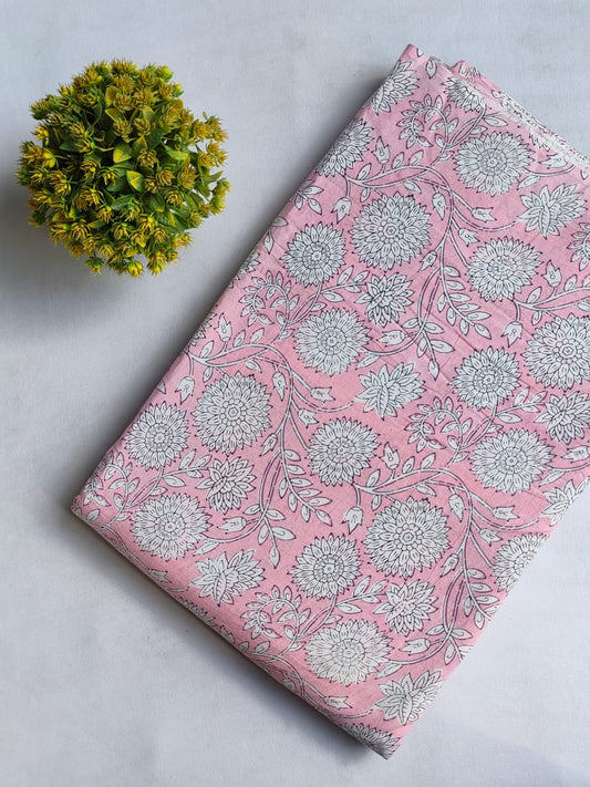 Hand Block Printed Pure Cotton Fabric In Running Length - JBRHS12