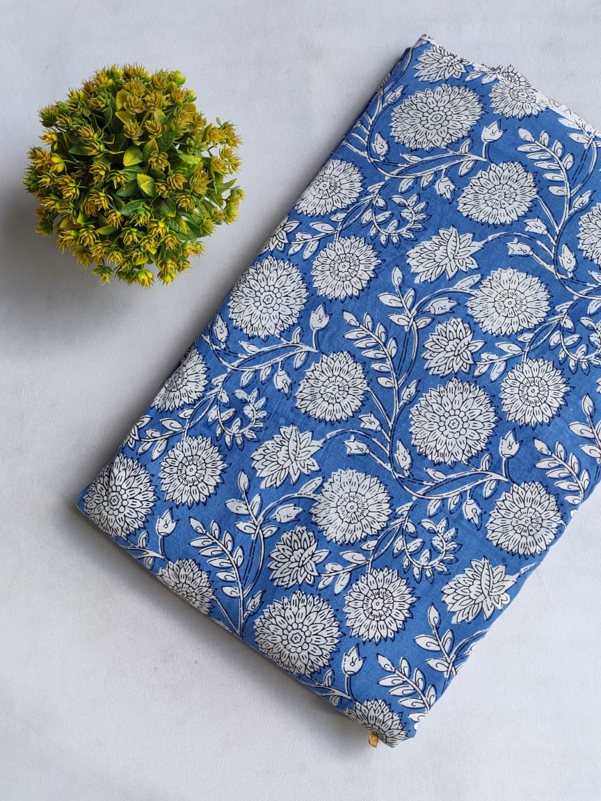 Hand Block Printed Pure Cotton Fabric In Running Length - JBRHS13