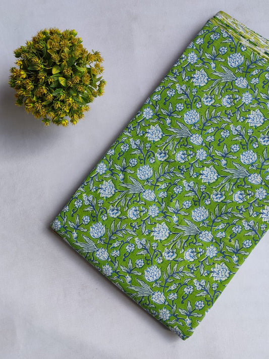 Hand Block Printed Pure Cotton Fabric In Running Length - JBRHS14